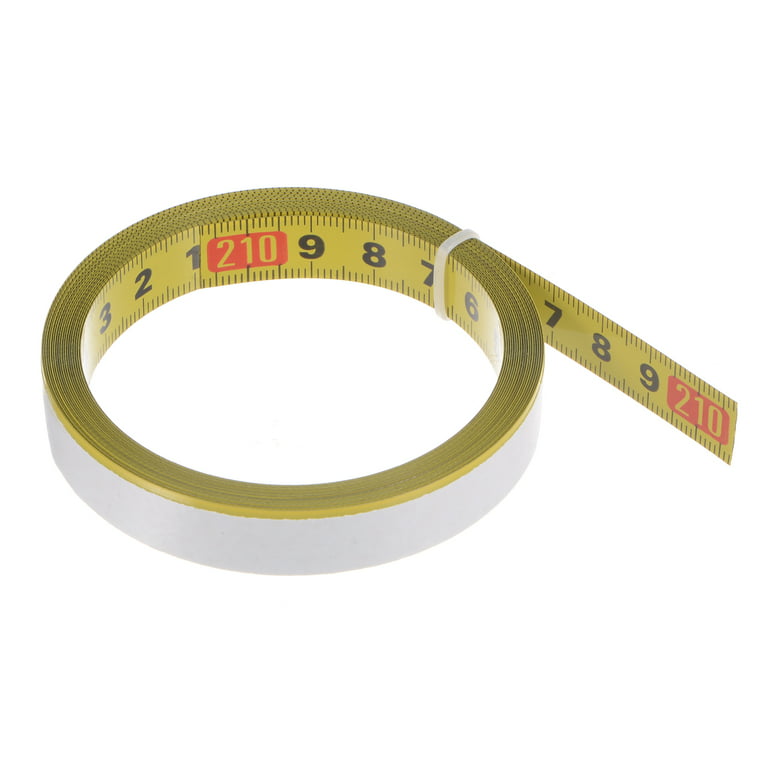 Self Adhesive Tape Measure 200cm Metric Middle to Both Sides Reading Measuring Tape Steel Sticky Ruler, Yellow, Size: 30 cm, White