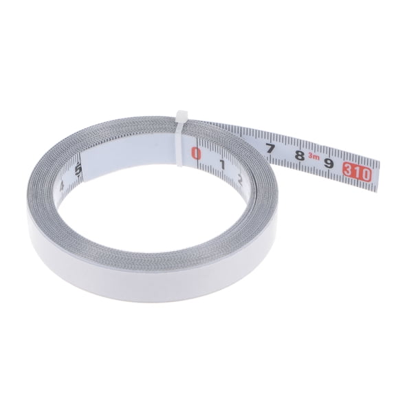Self Adhesive Tape Measure 300cm  Left to Right Reading Measuring Tape Nylon-coated Steel Sticky Ruler, White