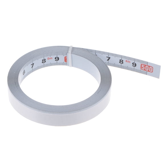 Self Adhesive Tape Measure 500cm Metric Left to Right Reading Measuring Tape Steel Sticky Ruler, White
