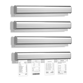 Self-Adhesive Ticket Holder for Restaurant, 15.7 Inch Slide Ticket Rail Restaurant, Aluminum Silver Ticket Rack Strip Bill Order Receipt Check Hanger for Food Kitchen Cafes Bar (4 Pcs)
