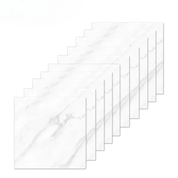 Self Adhesive Tile Stickers 10PCS, Waterproof 3D Ceramic Marble Effect Wall and Floor Decor for Home Use