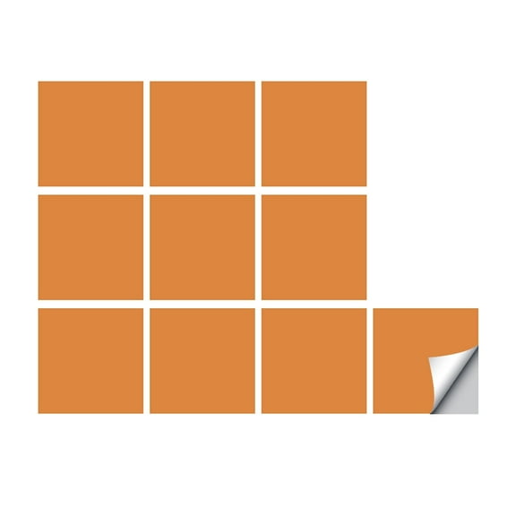 10 Pcs Self-Adhesive Tile Wall Stickers  Waterproof Backsplash  5.9"x5.9" Peel and Stick Orange Tiles DIY Decals