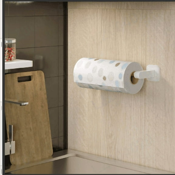 Self-Adhesive Tissue Holder - Punch-Free Plastic Hanger for Towel Tubes, Easy Paste Installation with Strong Grip for Bathroom or Kitchen