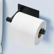 Self-Adhesive Toilet Paper Holder Matte Black, Premium Stainless Steel Toilet Roll Holder Wall Mounted, No Drilling Toilet Tissues Holder for Bathroom, Kitchen, Washroom, RV