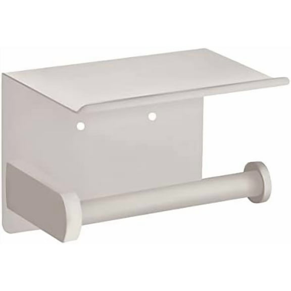 Self Adhesive Toilet Paper Holder with Phone Shelf SUS 304 Stainless Steel Wall Mounted Toilet Paper Roll Holder - Rustproof and Bathroom Washroom Tissue Roll Holder with Shelf -Beige