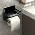 thumbnail image 1 of Self Adhesive Toilet Paper Holder with Phone Shelf Stainless Steel Matte Black Wall Mounted Toilet Paper Roll Holder Adhesive Or Drilling Tissue Roll Holder with Shelf Black, Home Essentials, 1 of 9