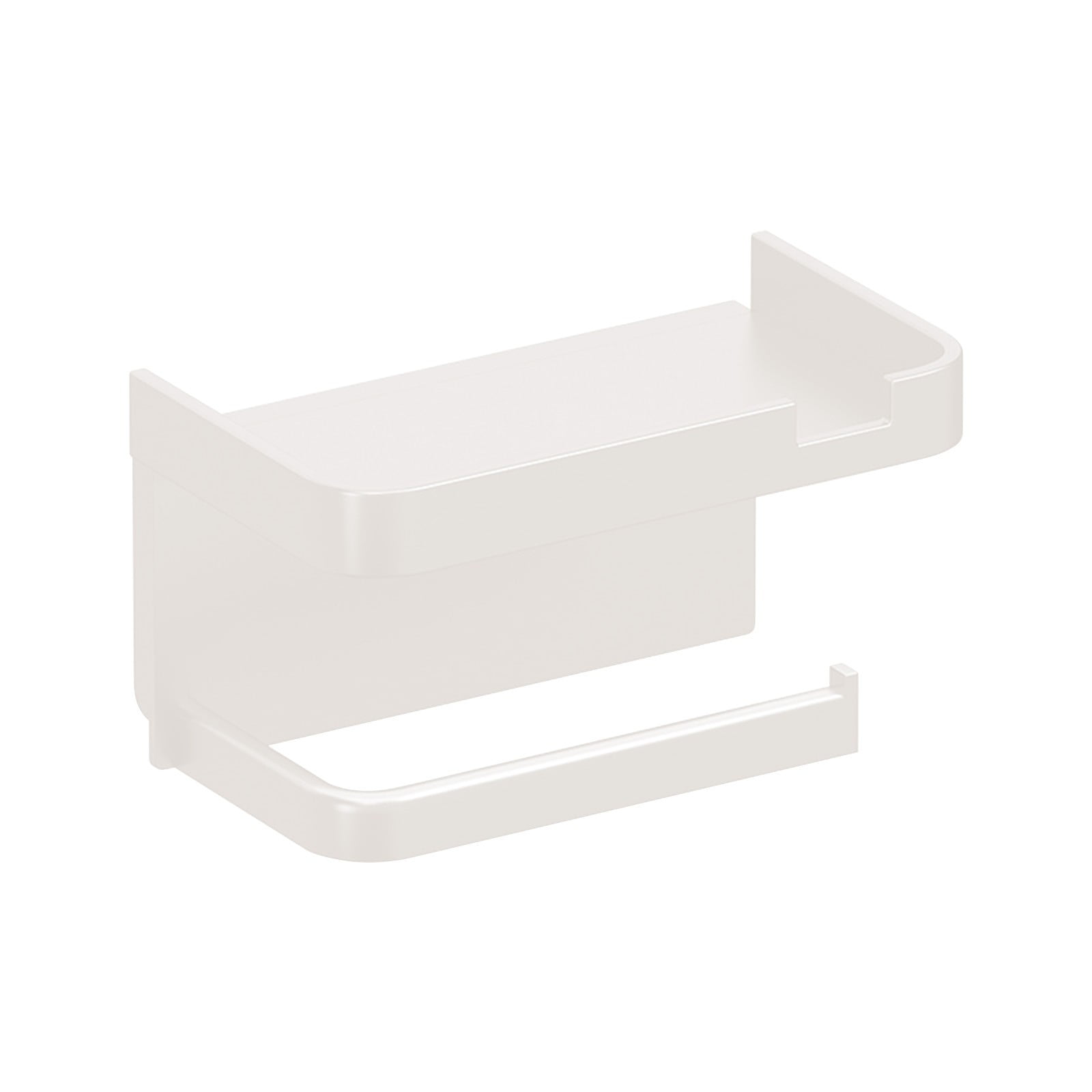 Self Adhesive Toilet Paper Holder with Phone Shelf Stainless Steel Wall Mounted Toilet Paper Roll Holder - Rustproof and Bathroom Washroom Tissue Roll Holder with Shelf