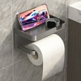 thumbnail image 1 of Self Adhesive Toilet Paper Holder with Phone Shelf,Wall Mount Toilet Paper Holder,Rustproof Plastic Paper Roll Holder - Bathroom Washroom Tissue Roll Holder with Storage Shelf, 1 of 8