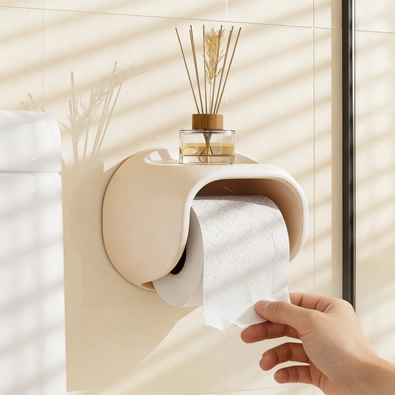 Self-Adhesive Toilet Paper Roll Holder - Wall Mount Or Adhesive Toilet Paper Holder with Shelf,Toilet Roll Holder, Tissue Holder for Bathroom,Wall Toilet Paper Holder, Stainless Steel,Chrome