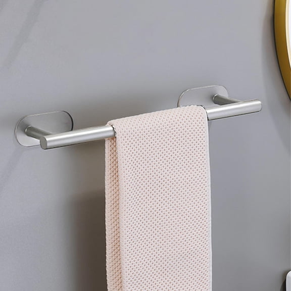 Self Adhesive Towel Bar - No Drill Towel Rack Stainless Steel for Bathroom, Adhesive Wall Mounted Towel Holder for Kitchen, Rustproof Towel Bar Hardware with Strong Adhesive, 15.75 in