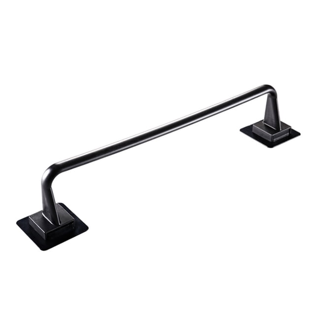 Self Adhesive Towel Bar, Heavy Duty No Drill Hand Towel Hanger for Bathroom and Kitchen Towel Storage Self, (Black/1 Pcs) 15Inches