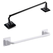 Self Adhesive Towel Rod Bar Wall Bath Towel Holder Rail Rack for Kitchen Bathroom - 24.5cm - Black