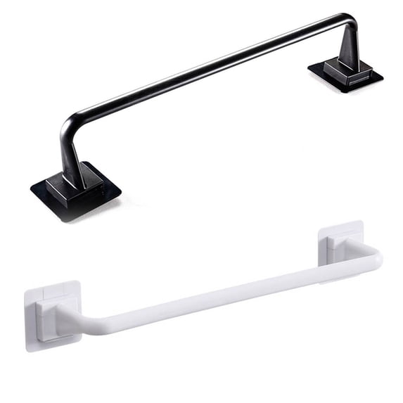 Self Adhesive Towel Rod Bar Wall Bath Towel Holder Rail Rack for Kitchen Bathroom - 24.5cm - White
