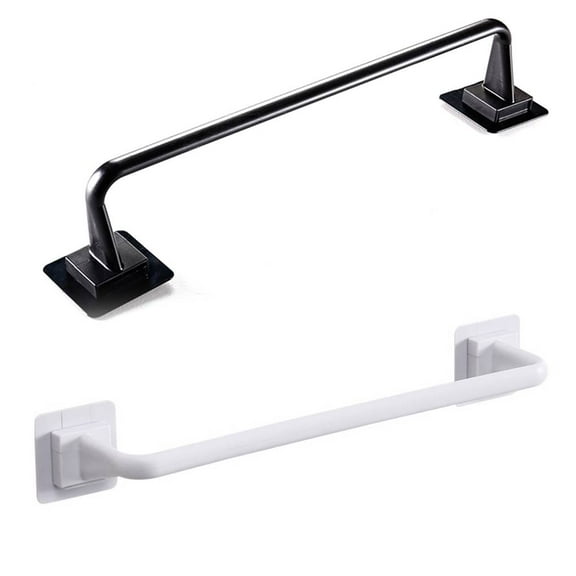 Self Adhesive Towel Rod Bar Wall Bath Towel Holder Rail Rack for Kitchen Bathroom - 34cm - White