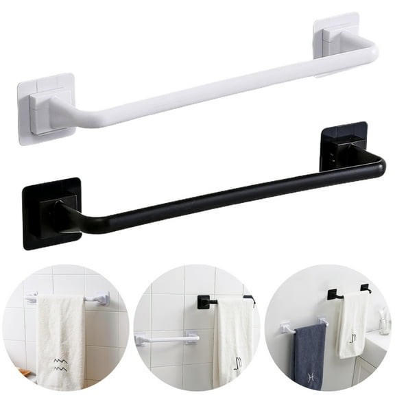 Self-Adhesive Towel Rod Towel Bar Stick on Wall Bath Towel Holder Rail Rack,Black