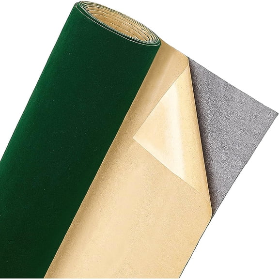 Self Adhesive Velvet Flocking Fabric for Jewelry Drawer Craft Fabric Peel Stick Dark Green 25x0.08cm