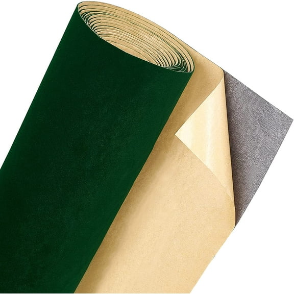 Self Adhesive Velvet Flocking Fabric for Jewelry Drawer Craft Fabric Peel Stick Dark Green 40x0.06cm