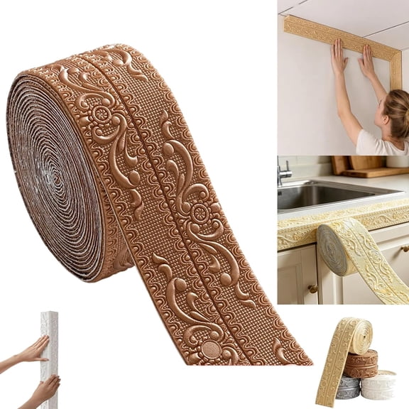Self-Adhesive Vintage Decor Molding Trim, DIY Decorative Border Tape for Walls & Furniture, Foam Molding Trim Peel and Stick for Home Decor, Baseboards Ceilings