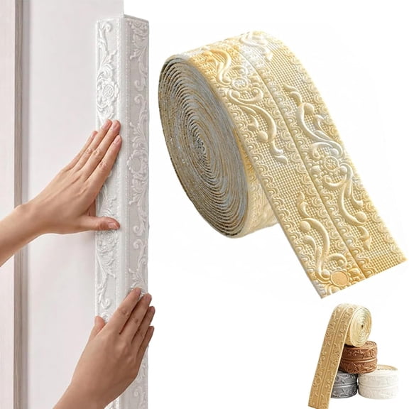 Self-Adhesive Vintage Decor Molding Trim, Peel and Stick Molding for TV, DIY Decorative Border Tape for Walls & Furniture, Peel & Stick, No Tools or Drilling Needed (Yellow)