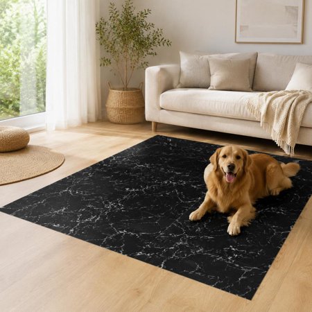 Self Adhesive Vinyl Floor Tiles, 12 X 12 Inch, 50 Pcs, Black Marble Texture, Peel & Stick, for Kitchen, Bathroom, Home Decor