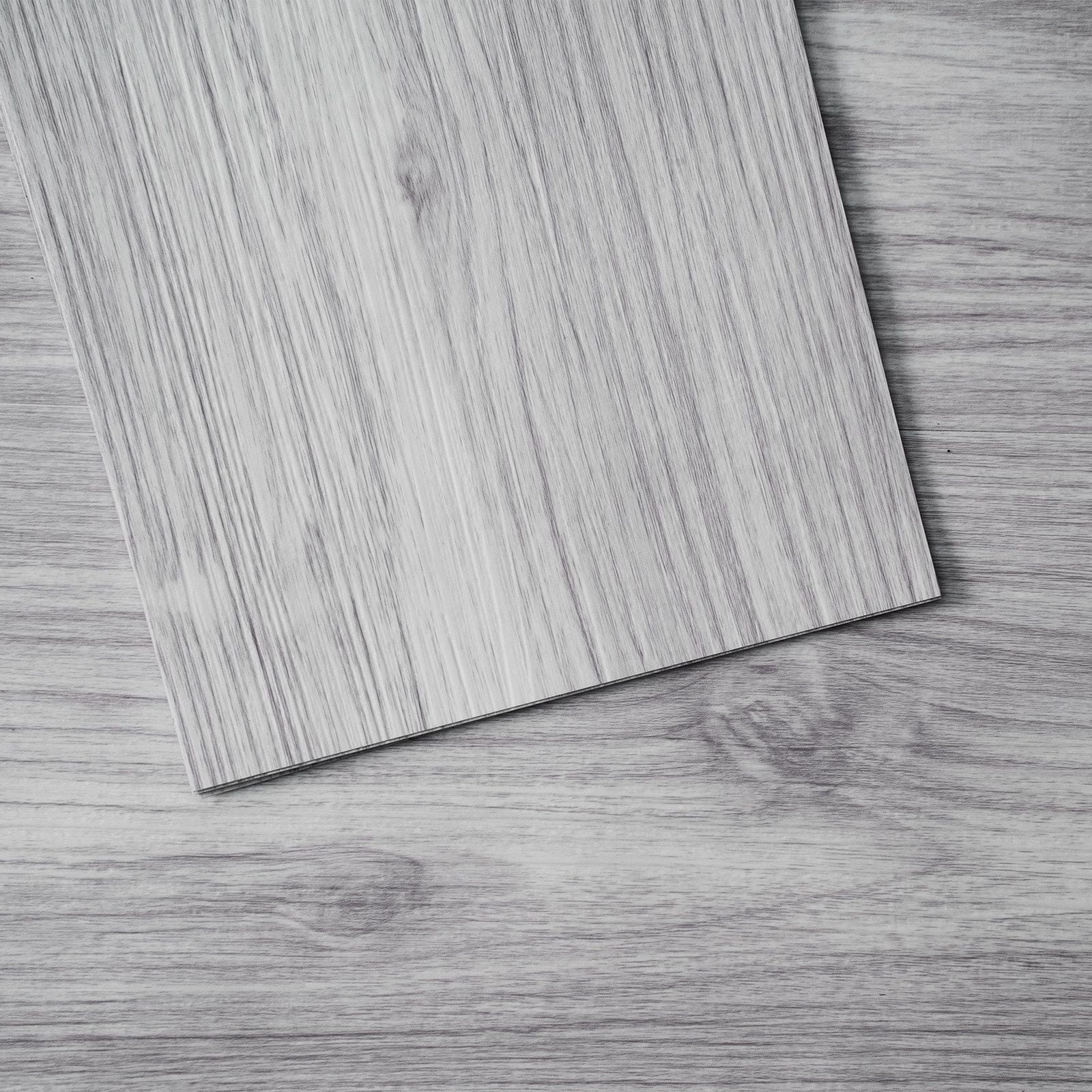 Peel and Stick Floor Tiles 36x6 inch, Light Gray Wood Grain - 20 Pack