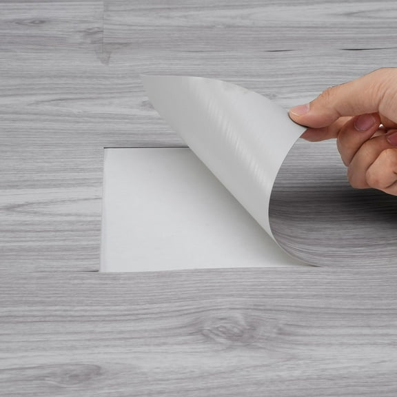 Self Adhesive Vinyl Floor Tiles 36x6 Inch, 20-Pack Peel & Stick Light Gray Wood Grain, 0.62mm Thick Waterproof DIY Flooring for Kitchen, Bathroom, Bedroom