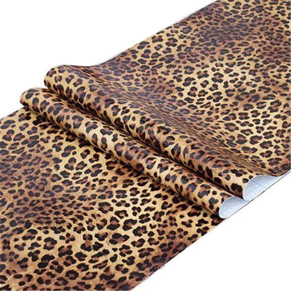 Self Adhesive Vinyl Leopard Print Contact Paper Shelf Liner for Dresser Drawer Cabinets Table Furniture Walls Crafts Decal Removable 17.7x117 Inches