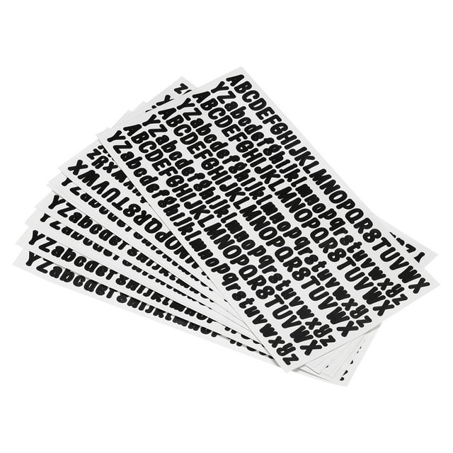 Self Adhesive Vinyl Letter Stickers Black 0.5 Inch 208 Count/Sheet,12 Pack