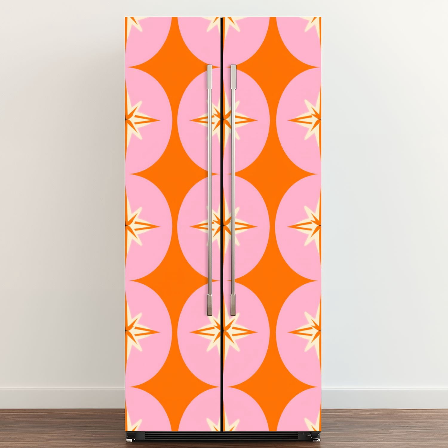 Self Adhesive Vinyl Refrigerator Wrap Set 50s Mid Century Modern Door Mural Removable Fridge Sticker Peel and Stick&nbsp;Full Door Cover Decal Kitchen Bar Decor
