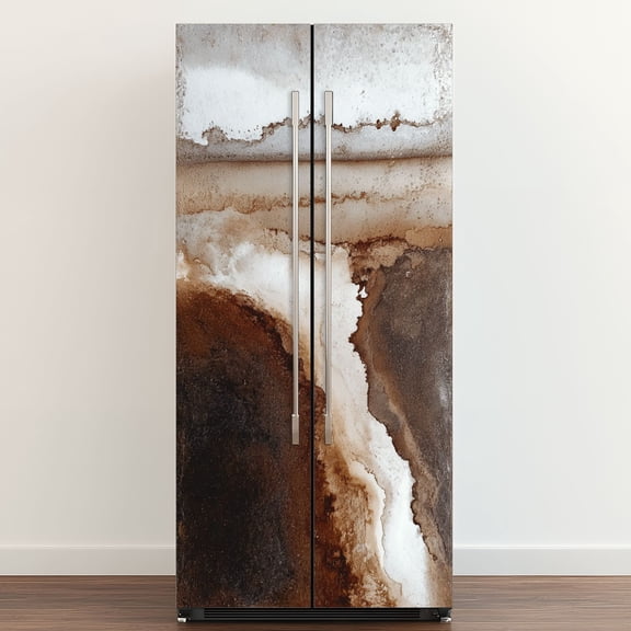 Self Adhesive Vinyl Refrigerator Wrap Set Abstract Spots paint Brushstrokes Modern Door Mural Removable Fridge Sticker Peel and Stick Full Door Cover Decal Kitchen Bar Decor