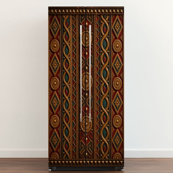 Self Adhesive Vinyl Refrigerator Wrap Set African Door Mural Removable Fridge Sticker Peel and Stick Full Door Cover Decal Kitchen Bar Decor