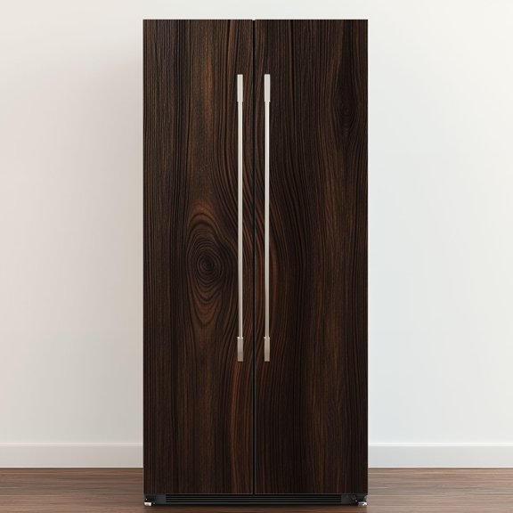 Self Adhesive Vinyl Refrigerator Wrap Set Dark Brown Natural Wood Grain Deep Lines Rustic Door Mural Removable Fridge Sticker Peel and Stick&nbsp;Full Door Cover Decal Kitchen Bar Decor