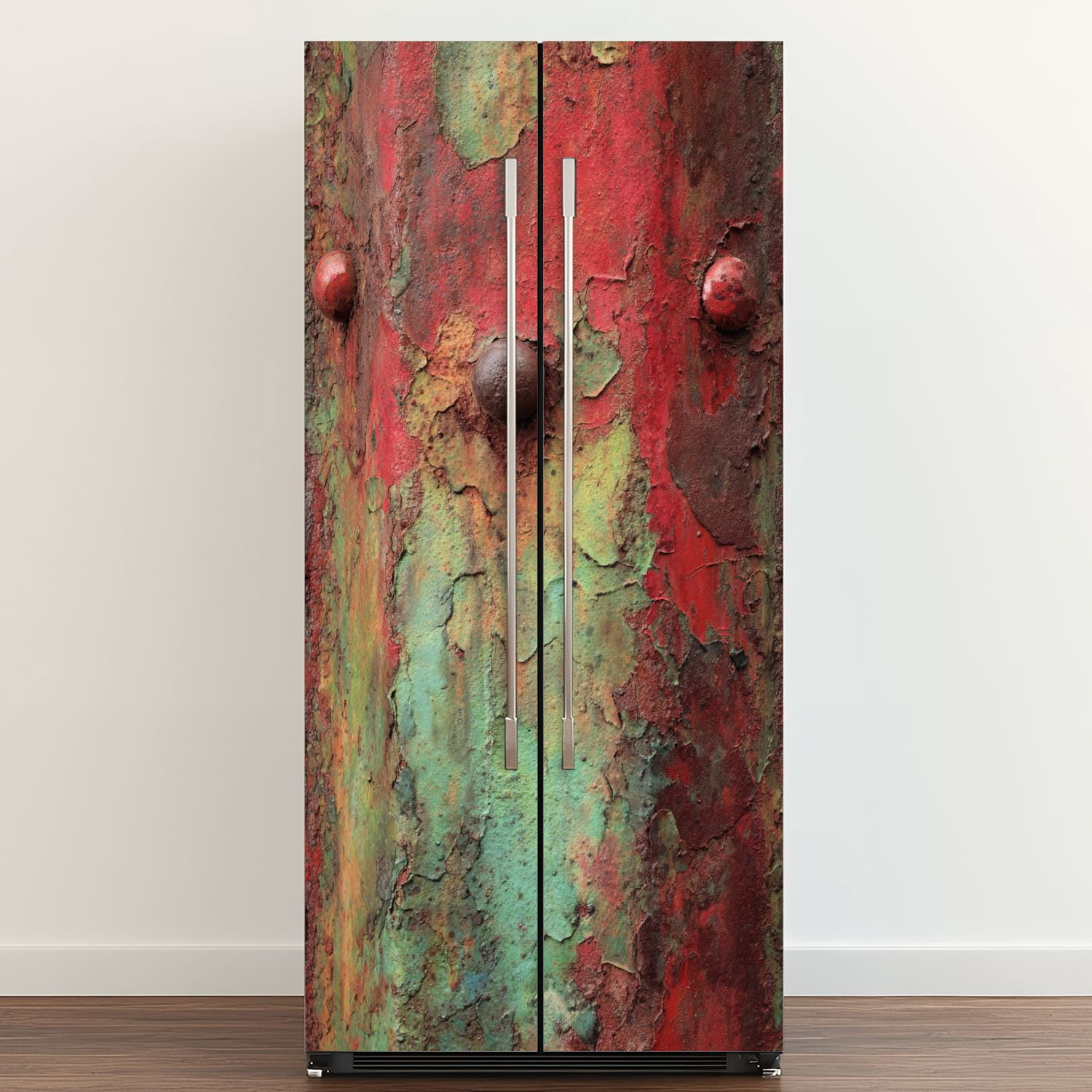 Self Adhesive Vinyl Refrigerator Wrap Set Distressed Copper Door Mural Removable Fridge Sticker Peel and Stick&nbsp;Full Door Cover Decal Kitchen Bar Decor