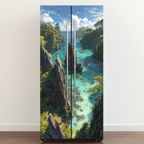 Self Adhesive Vinyl Refrigerator Wrap Set El Philippines Door Mural Removable Fridge Sticker Peel and Stick&nbsp;Full Door Cover Decal Kitchen Bar Decor