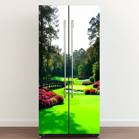 Self Adhesive Vinyl Refrigerator Wrap Set Golf Course Manicured Door Mural Removable Fridge Sticker Peel and Stick&nbsp;Full Door Cover Decal Kitchen Bar Decor