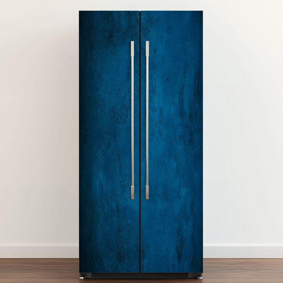 Self Adhesive Vinyl Refrigerator Wrap Set Navy blue rough Toned texture Old scratched damaged Door Mural Removable Fridge Sticker Peel and Stick&nbsp;Full Door Cover Decal Kitchen Bar Decor