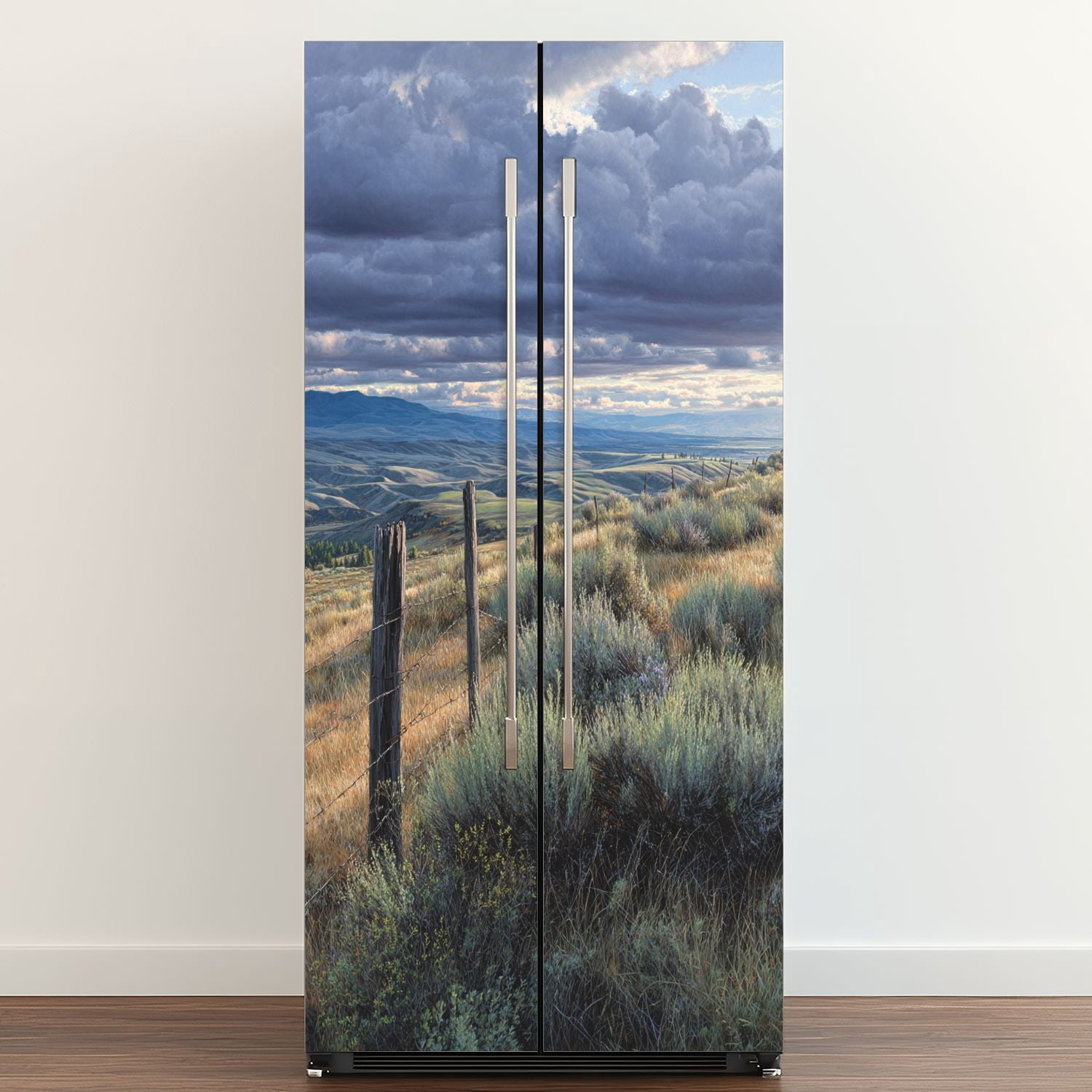Self Adhesive Vinyl Refrigerator Wrap Set North Dakota Prairie Door Mural Removable Fridge Sticker Peel and Stick&nbsp;Full Door Cover Decal Kitchen Bar Decor