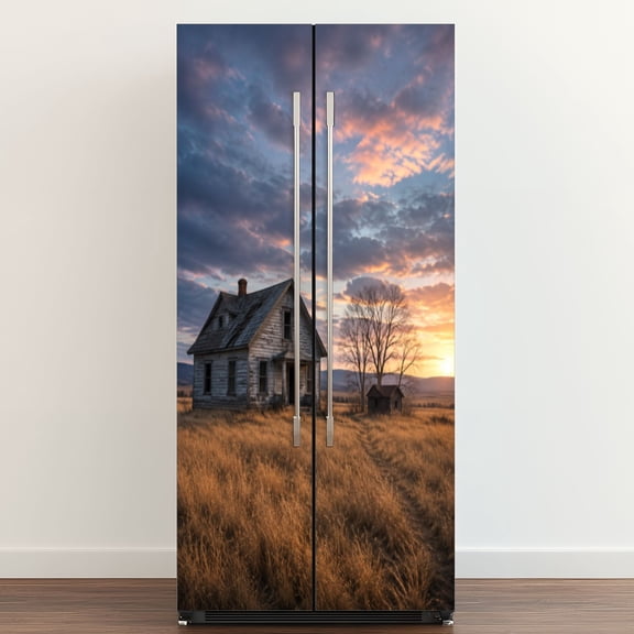 Self Adhesive Vinyl Refrigerator Wrap Set Old Idaho Farm House Door Mural Removable Fridge Sticker Peel and Stick Full Door Cover Decal Kitchen Bar Decor