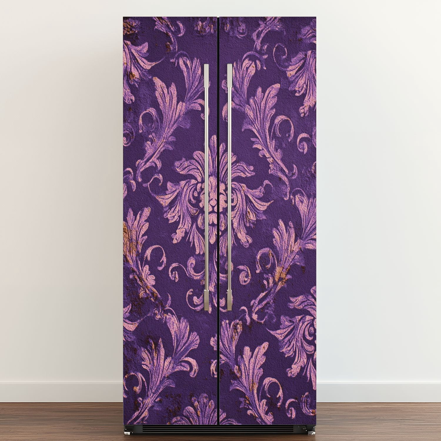 Self Adhesive Vinyl Refrigerator Wrap Set Purple Retro Door Mural Removable Fridge Sticker Peel and Stick&nbsp;Full Door Cover Decal Kitchen Bar Decor