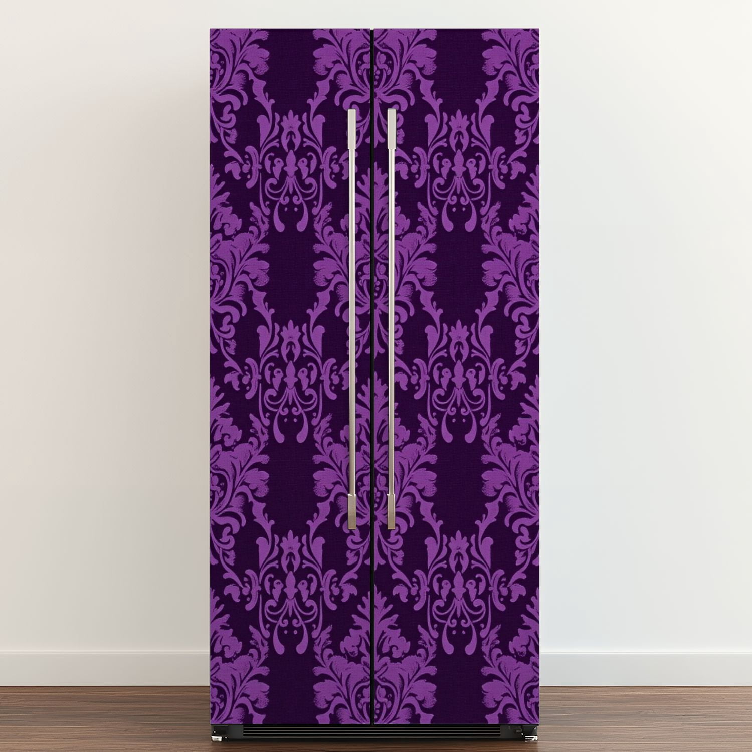 Self Adhesive Vinyl Refrigerator Wrap Set Purple Retro Door Mural Removable Fridge Sticker Peel and Stick&nbsp;Full Door Cover Decal Kitchen Bar Decor