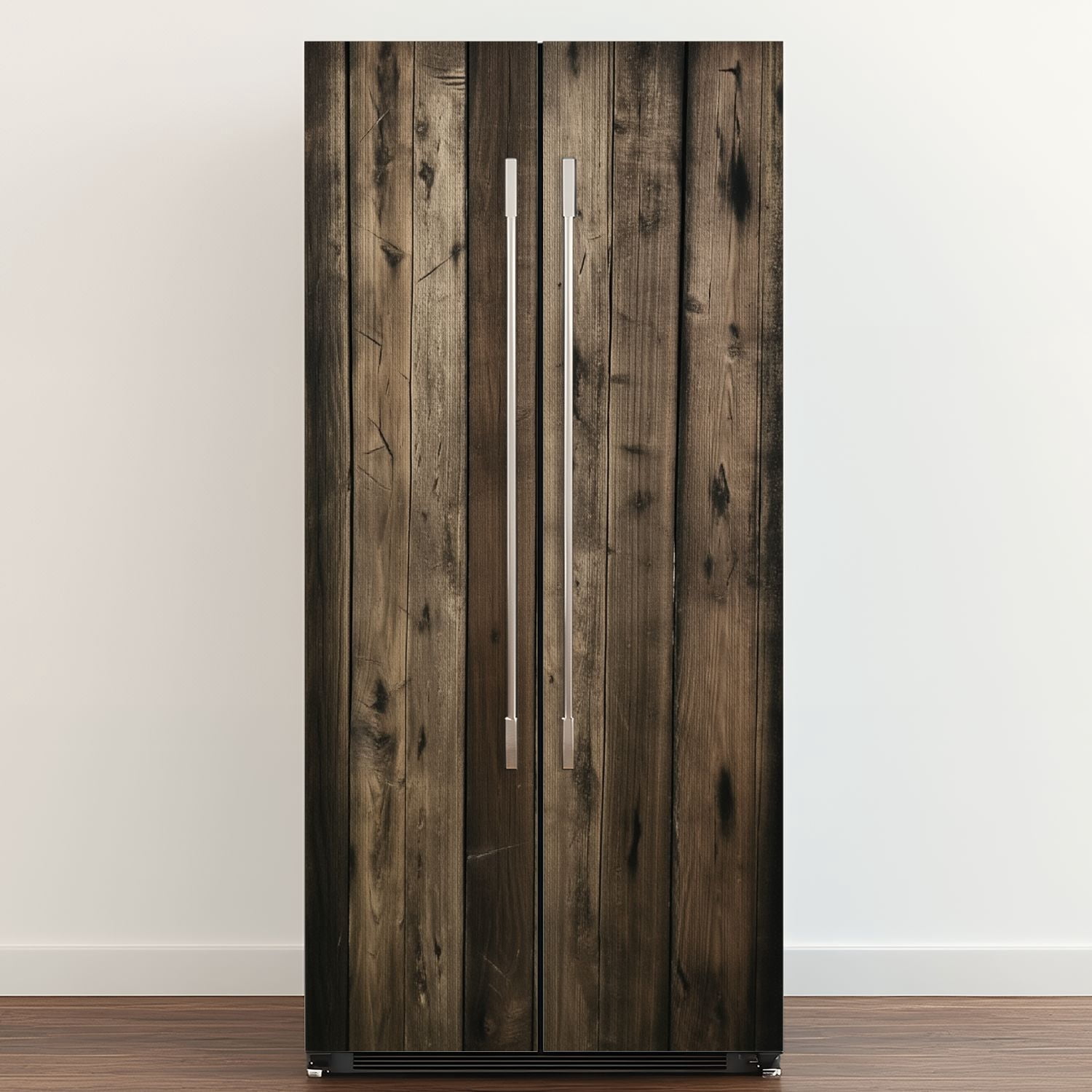 Self Adhesive Vinyl Refrigerator Wrap Set Rustic Wooden Wall Panels Natural Vintage Warm Door Mural Removable Fridge Sticker Peel and Stick&nbsp;Full Door Cover Decal Kitchen Bar Decor