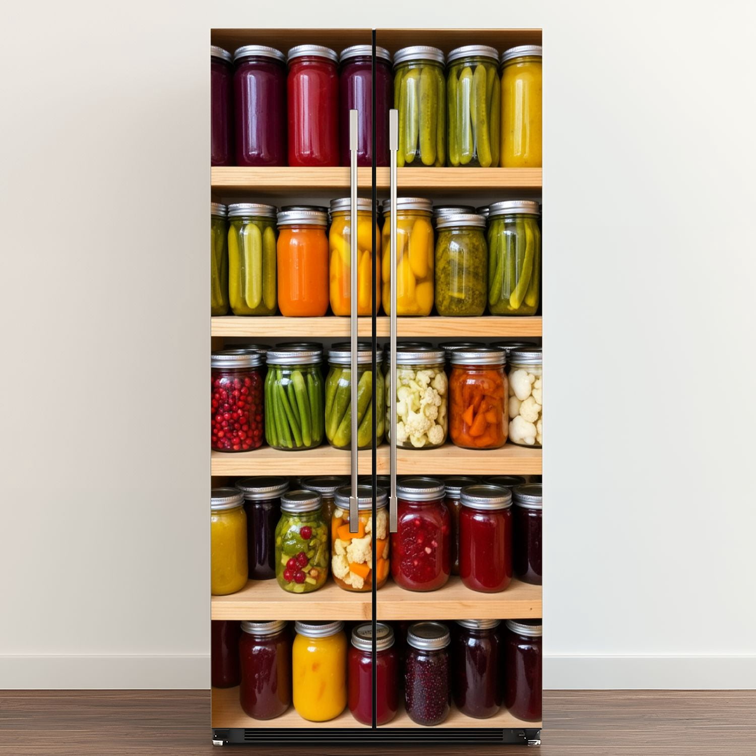 Self Adhesive Vinyl Refrigerator Wrap Set Shelves canned goods Door Mural Removable Fridge Sticker Peel and Stick&nbsp;Full Door Cover Decal Kitchen Bar Decor