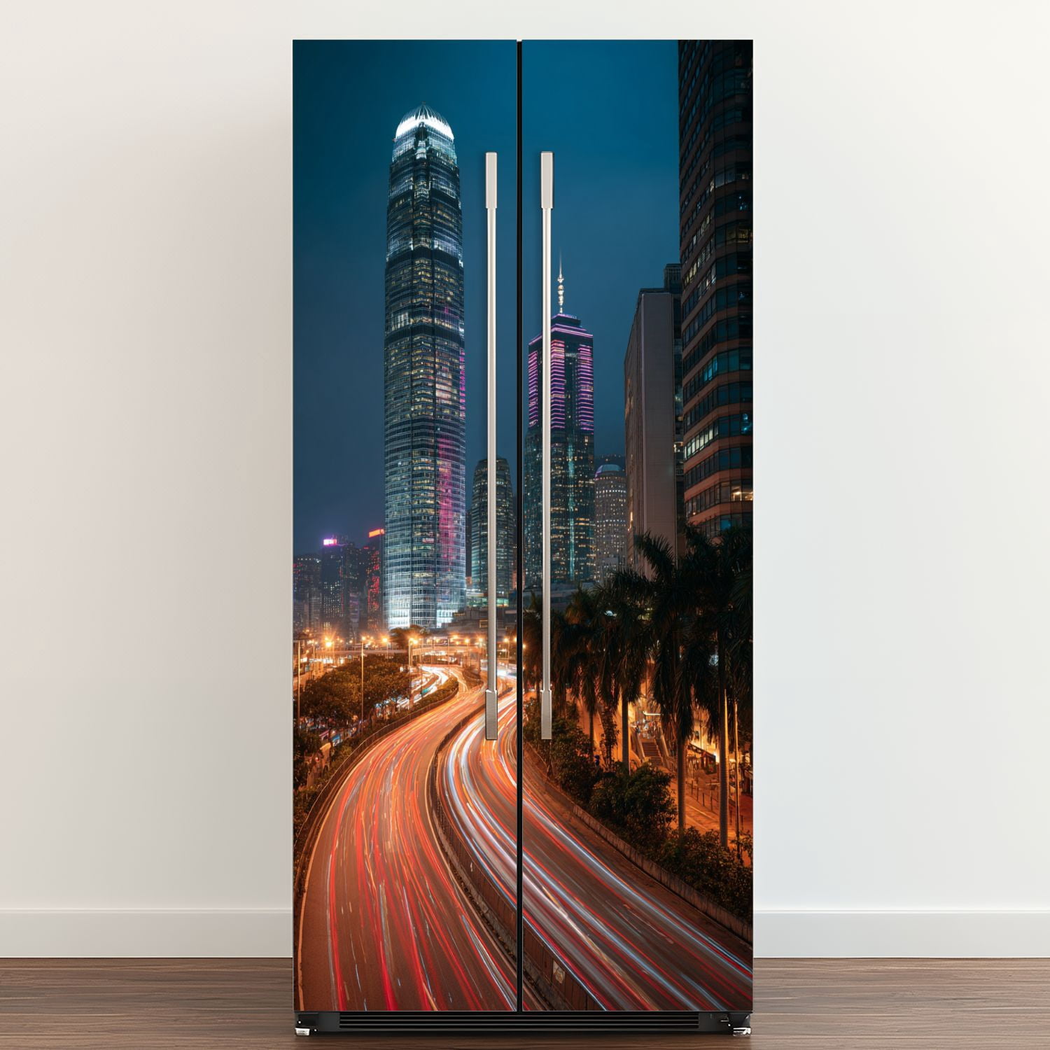 Self Adhesive Vinyl Refrigerator Wrap Set Skyline North Door Mural Removable Fridge Sticker Peel and Stick&nbsp;Full Door Cover Decal Kitchen Bar Decor