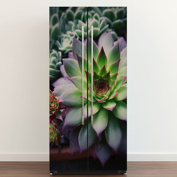 Self Adhesive Vinyl Refrigerator Wrap Set Succulent plants set Door Mural Removable Fridge Sticker Peel and Stick&nbsp;Full Door Cover Decal Kitchen Bar Decor