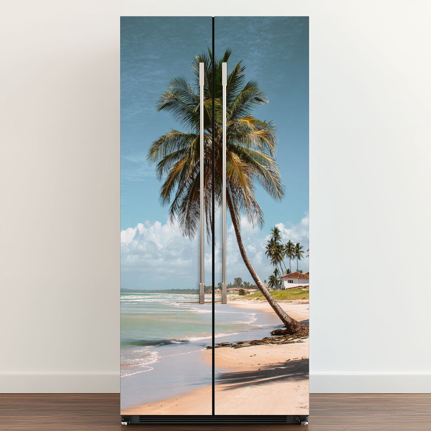 Self Adhesive Vinyl Refrigerator Wrap Set Tropical beach Door Mural Removable Fridge Sticker Peel and Stick&nbsp;Full Door Cover Decal Kitchen Bar Decor