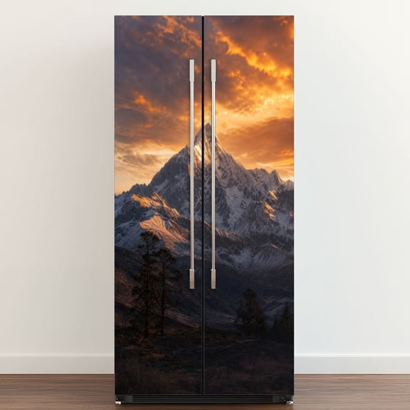Self Adhesive Vinyl Refrigerator Wrap Set Wasatch Mountains Utah Mount Nebo Door Mural Removable Fridge Sticker Peel and Stick Full Door Cover Decal Kitchen Bar Decor