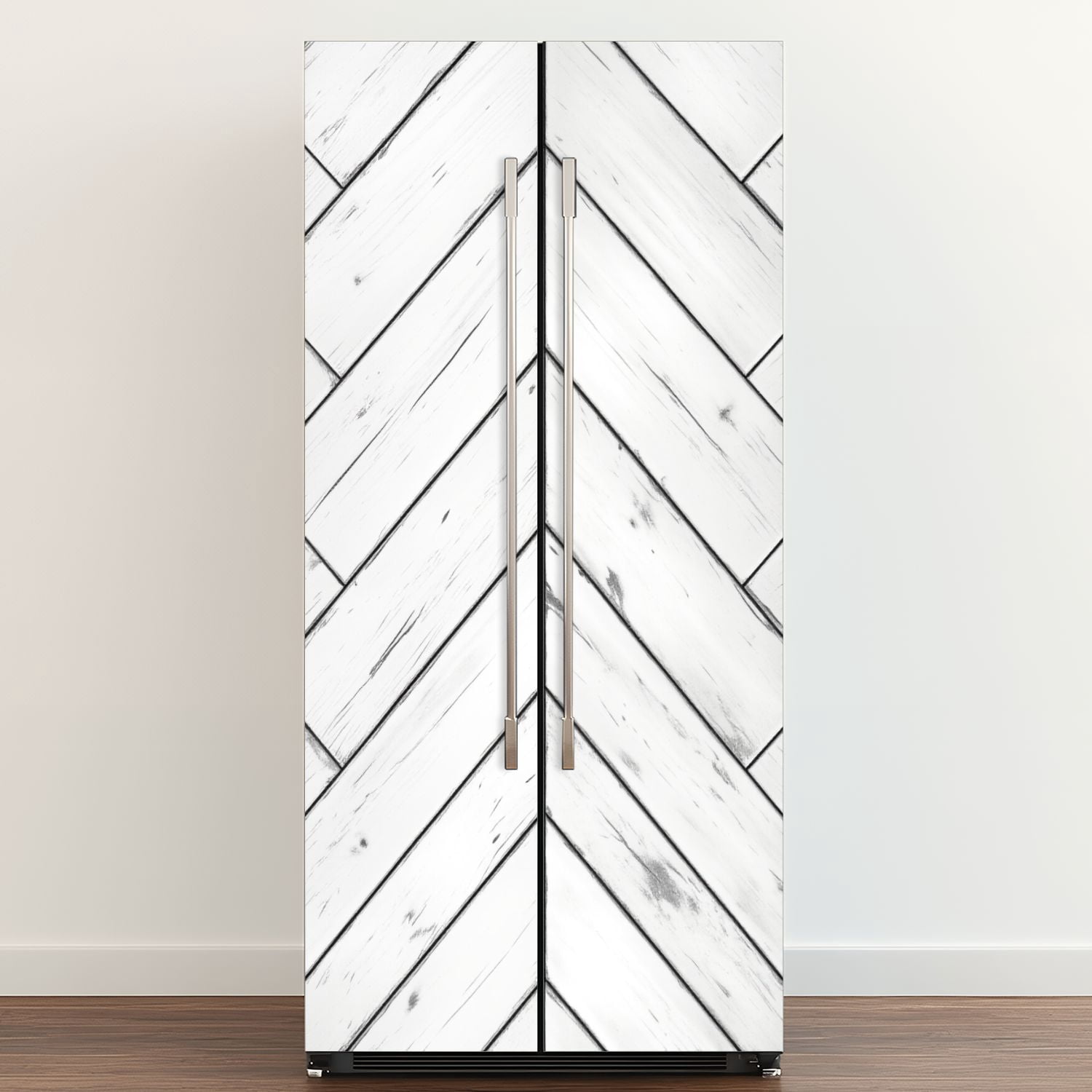 Self Adhesive Vinyl Refrigerator Wrap Set White Wood Rustic Door Mural Removable Fridge Sticker Peel and Stick&nbsp;Full Door Cover Decal Kitchen Bar Decor