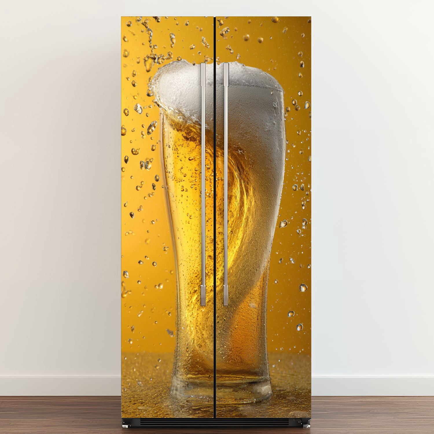 Self Adhesive Vinyl Refrigerator Wrap Set beer Door Mural Removable Fridge Sticker Peel and Stick&nbsp;Full Door Cover Decal Kitchen Bar Decor
