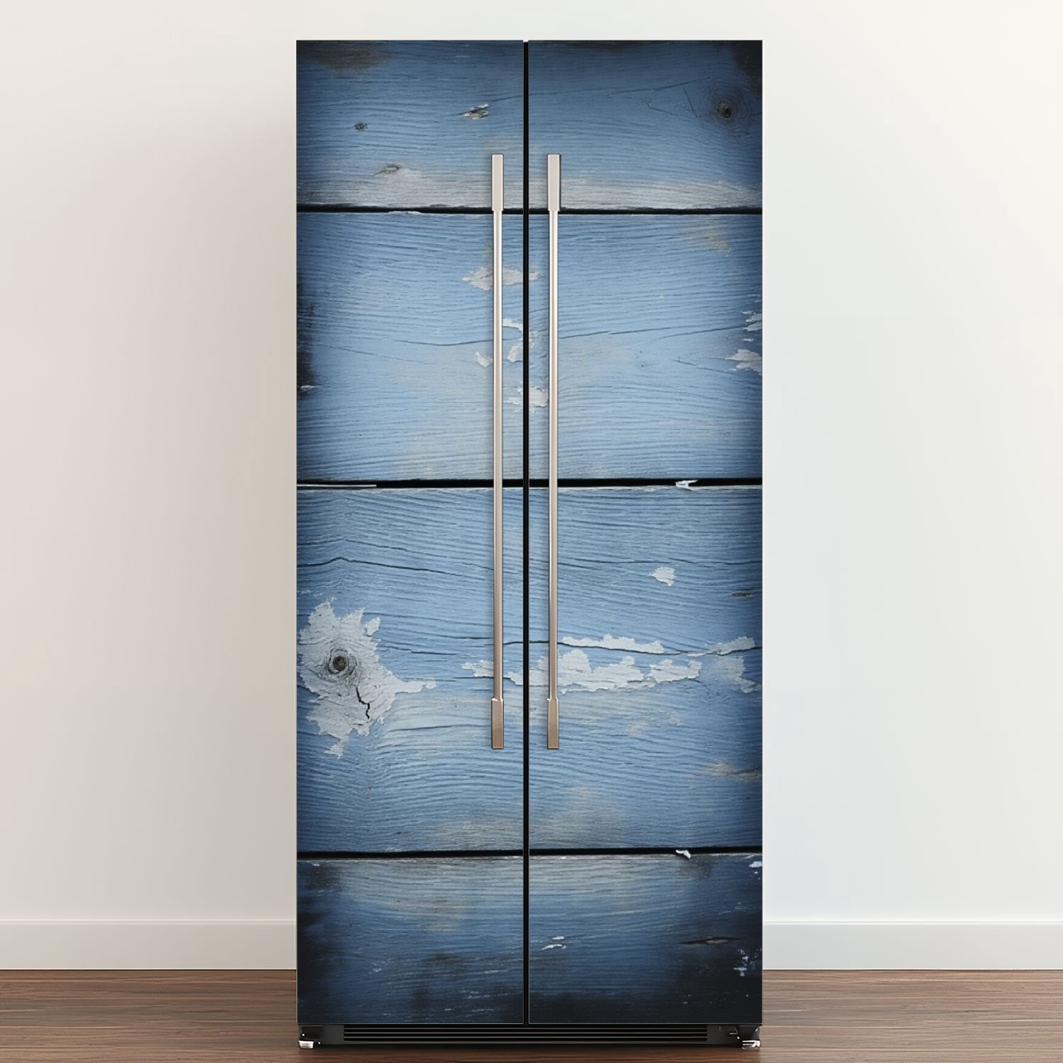Self Adhesive Vinyl Refrigerator Wrap Set blue painted Door Mural Removable Fridge Sticker Peel and Stick&nbsp;Full Door Cover Decal Kitchen Bar Decor