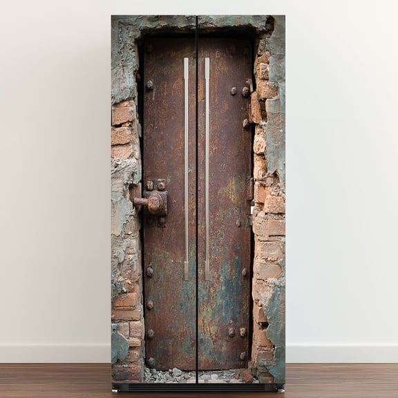 Self Adhesive Vinyl Refrigerator Wrap Set doors Door Mural Removable Fridge Sticker Peel and Stick Full Door Cover Decal Kitchen Bar Decor